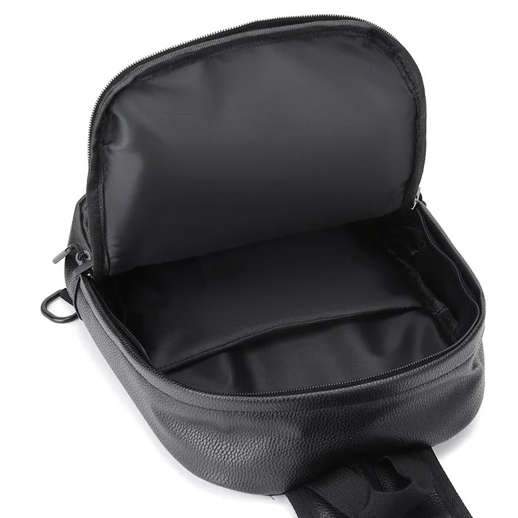 Mini Leather Backpack for Men Compact PU Leather Travel Chest Bag Small Sling Backpack