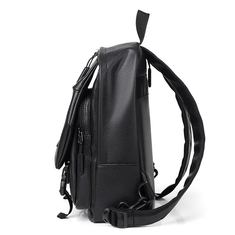 Mini Leather Backpack for Men Compact PU Leather Travel Chest Bag Small Sling Backpack