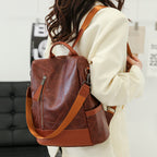 Anti Theft Women Backpack PU Leather Large Capacity Travel Backpack Purse