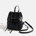 Simple Trendy PU Leather Backpack with Bowknot Detail