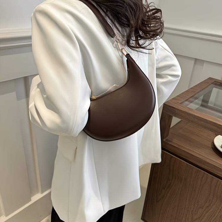 High-End Women's Shoulder Bag, Fashionable PU Leather, Square Shape with Internal Zipper Pocket, French Trendy Underarm