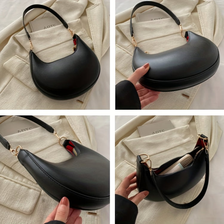 High-End Women's Shoulder Bag, Fashionable PU Leather, Square Shape with Internal Zipper Pocket, French Trendy Underarm