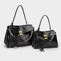 Trendy Luxury Women Messenger Bags Soft Leather Brown Suede Hand Held Totes with Gold Buckle Shoulder Satchel
