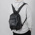 Mini Leather Backpack for Men Compact PU Leather Travel Chest Bag Small Sling Backpack